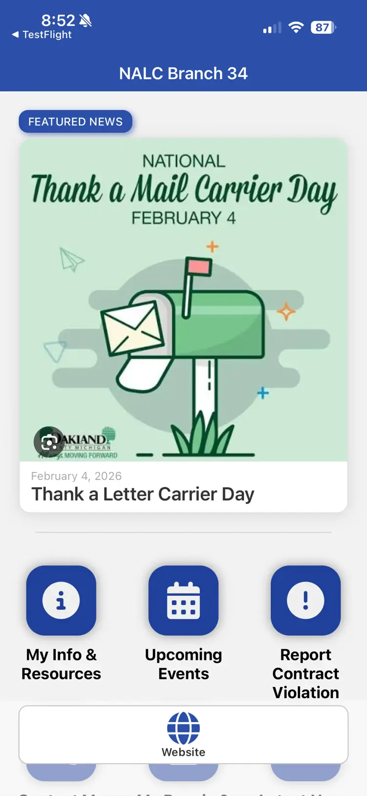 UnionConnect app - NALC Branch 34